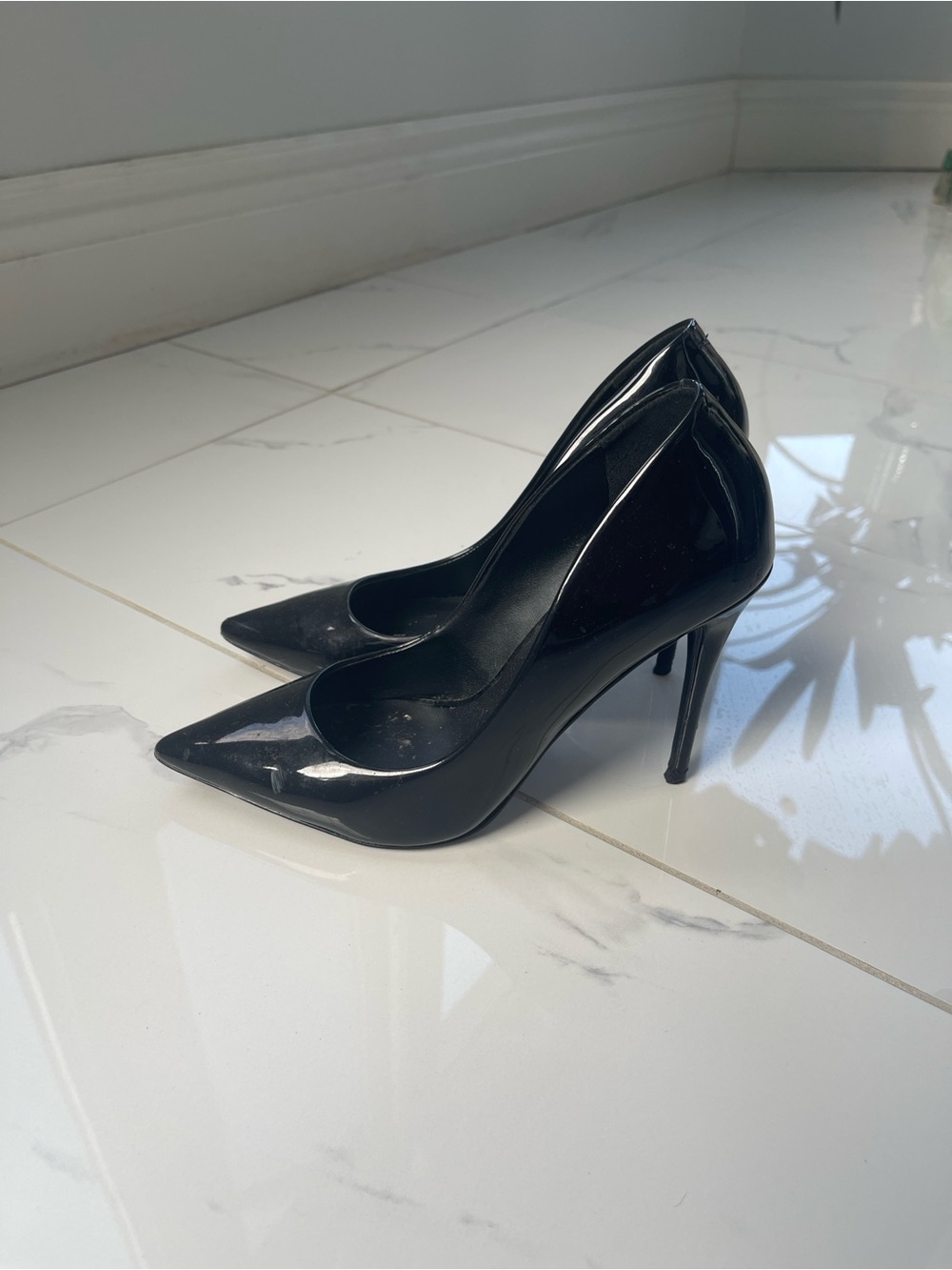 Aldo Black Patent Pointed Stiletto Heels